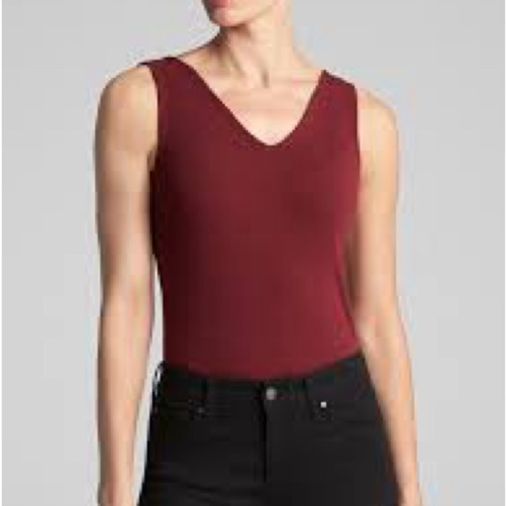 Genevieve Form Fitting Burgundy Tank Top